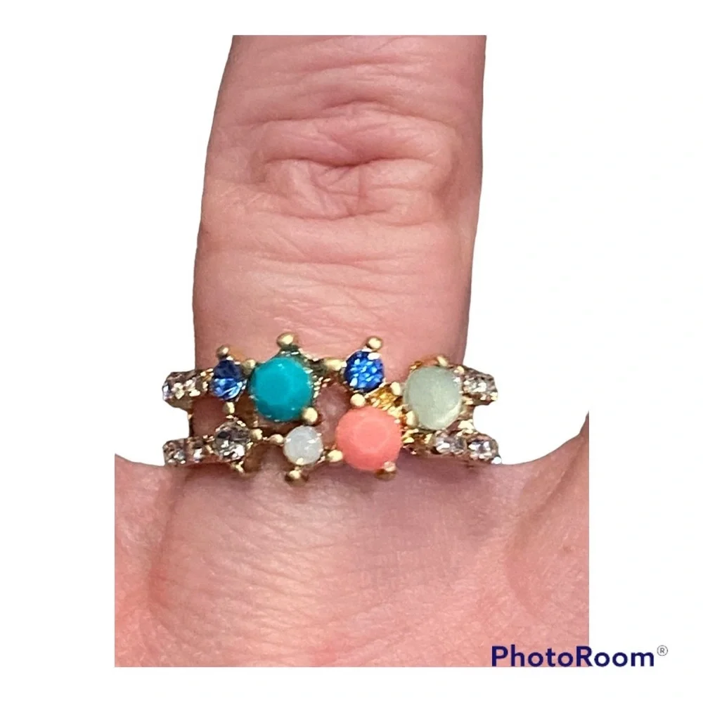 Multicolor stones and crystals ring - Picture 6 of 11